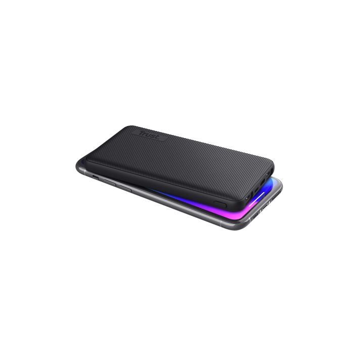 Trust 24678 Powerbank Batería Externa Portátil Ultrafina 10000mAh, 15W Carga Rápida con 3 Puertos (2x USB-A, 1x USB-C) para 3 Dispositivos Simultáneos - Negra 1