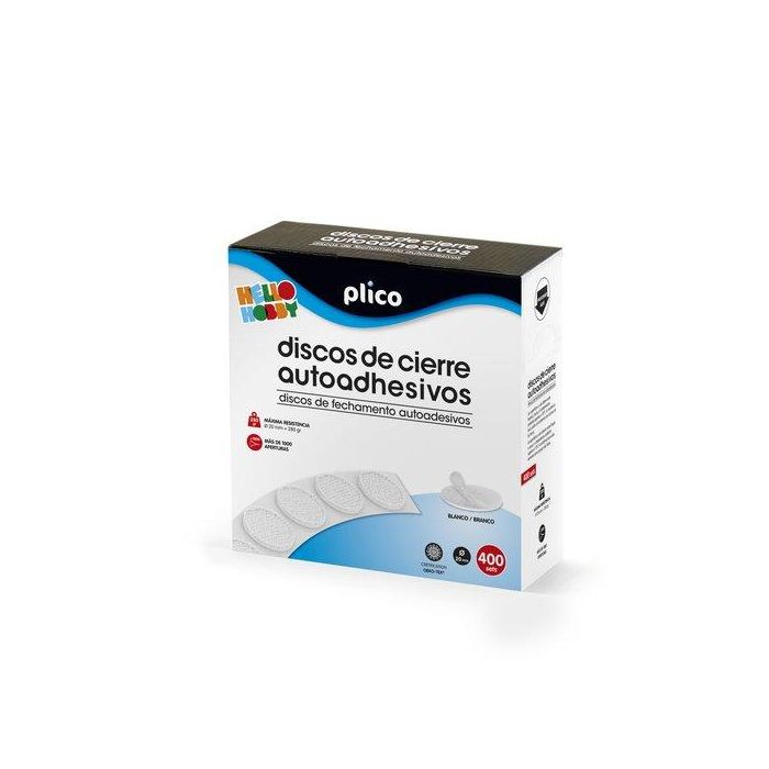 Plico Discos de Cierre Textil Autoadhesivo Ø20 mm, Blanco - Caja 400 Discos