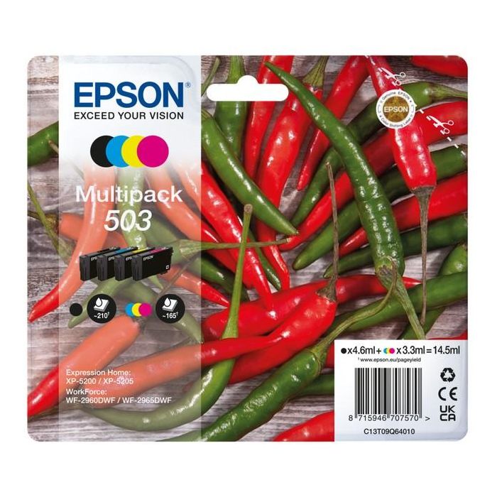 EPSON Cartucho 4 colores Multipack 503 WF-2960dwf,WF-2965dwf, XP-5205 Pimiento 0 EPSON Cartucho 4 colores Multipack 503 WF-2960dwf,WF-2965dwf, XP-5205 Pimiento 0
