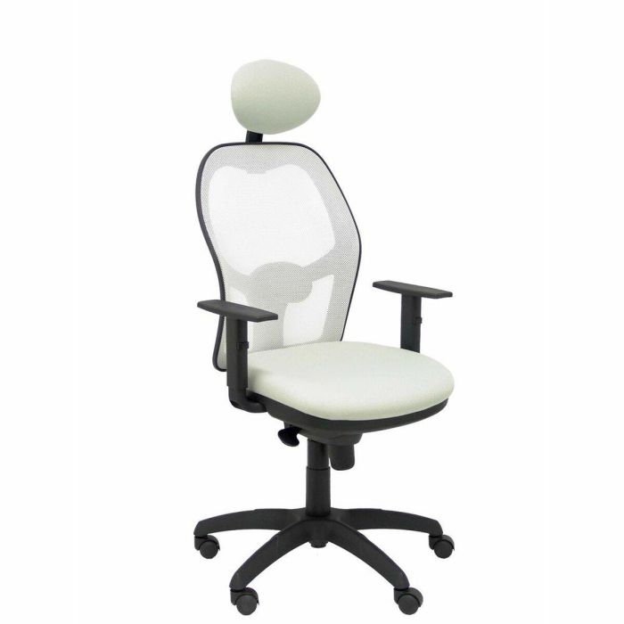 PIQUERAS Y CRESPO Silla Jorquera malla blanca asiento bali gris claro con cabecero fijo PIQUERAS Y CRESPO Silla Jorquera malla blanca asiento bali gris claro con cabecero fijo