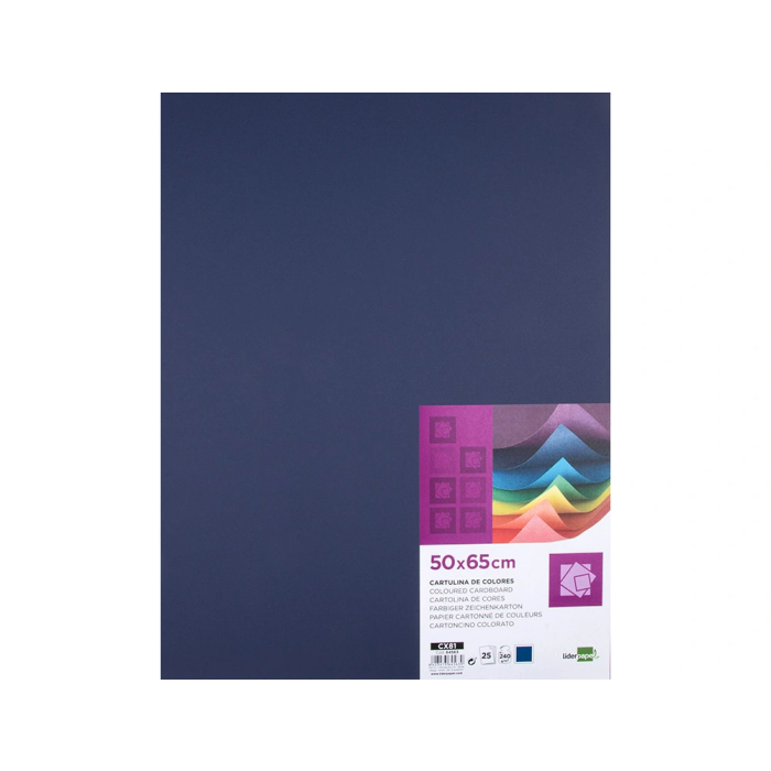 Liderpapel Cartulina 50x65 cm 240g/m2 Azul Zafiro Paquete de 25 Hojas 1