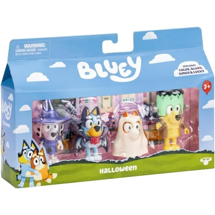 Bluey Caja de figuras articuladas BLU0630996176559 - Disfraces - 4 figuras articuladas con accesorios Bluey Caja de figuras articuladas BLU0630996176559 - Disfraces - 4 figuras articuladas con accesorios