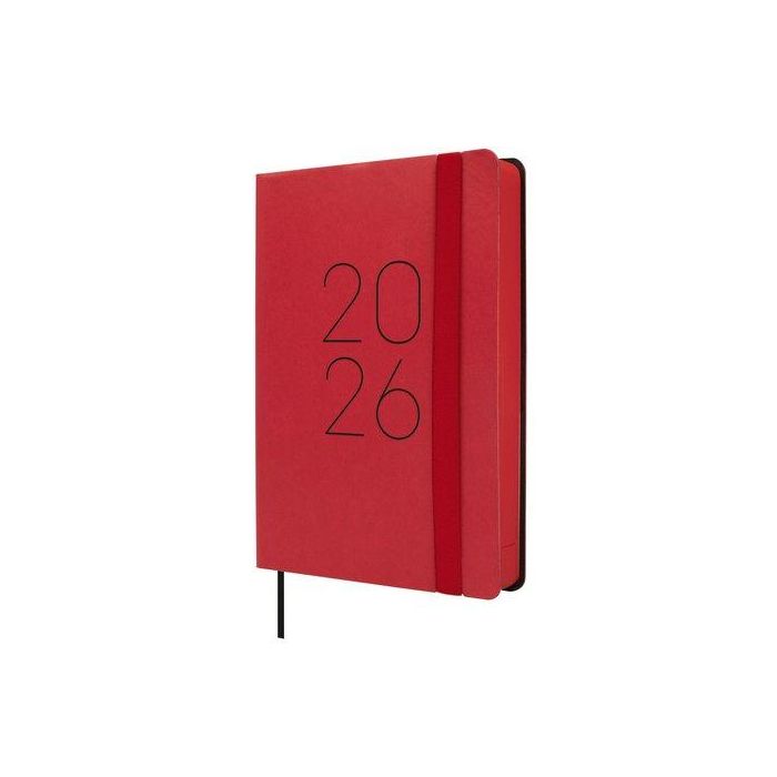 Agenda Anual (2026) Catalan Finocam Flexi Lisa Cosida Tapa Flexible Con Goma F4 118X168 D/P Vermell