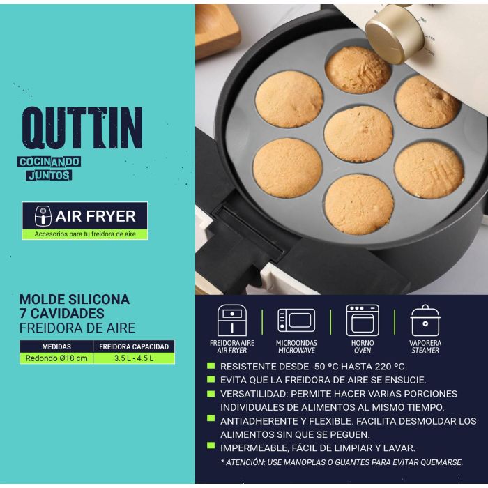 Molde Silicona 7 Huecos Air Fryer Quttin (24 Unidades) 6 Molde Silicona 7 Huecos Air Fryer Quttin (24 Unidades) 6