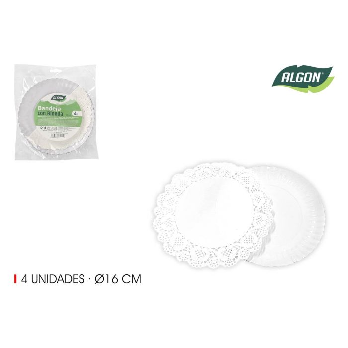 Set de 4 Bandejas Redondas con Blonda 16 cm Algon (48 Cajas) Set de 4 Bandejas Redondas con Blonda 16 cm Algon (48 Cajas)