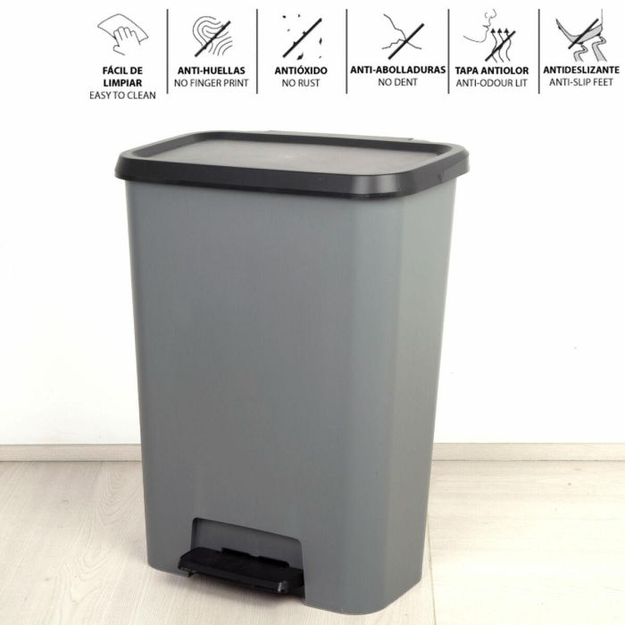 Cubo de basura Curver Gris oscuro Plástico 50 L (5 Unidades) 5 Cubo de basura Curver Gris oscuro Plástico 50 L (5 Unidades) 5
