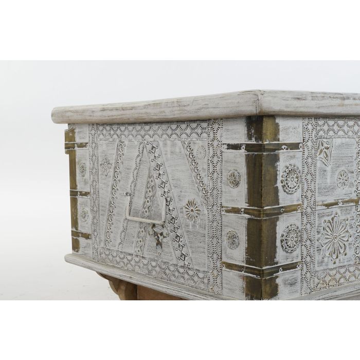 DKD Home Decor Mesa Centro Estilo Indio Blanco Dorado 115 x 60 x 45 cm 3