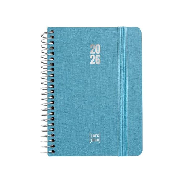 Agenda Anual (2026) Grafoplas Fancy Espiral Tapa Extradura Con Goma A6 150X120 S/V Azul