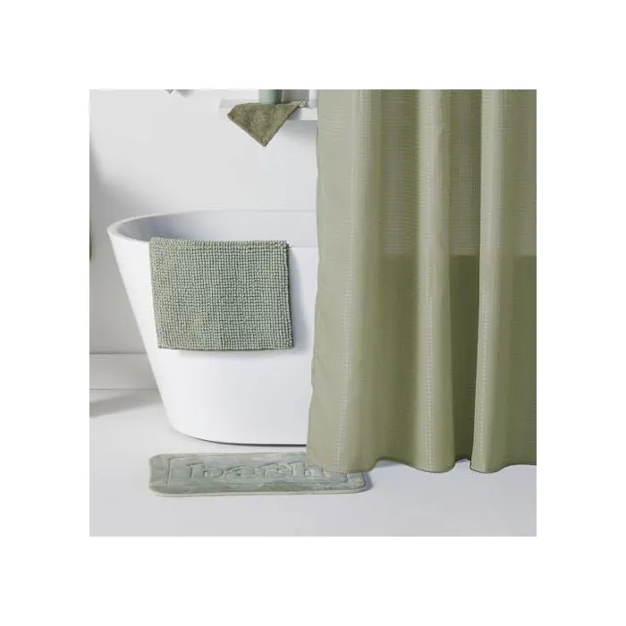 Today TOD3574641271268 Juego de ducha - Cesta, alfombrilla, cortina - Verde 1