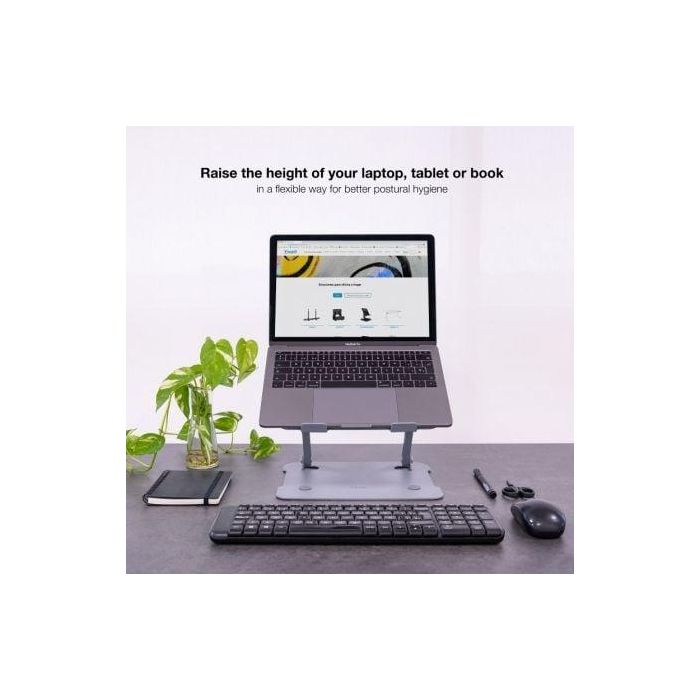 TooQ TQLRS0012-AL-G Soporte Elevador Ergonómico Ajustable 30-280mm Plegable Ventilado para Portátil 11-17.3" Aluminio Gris 4