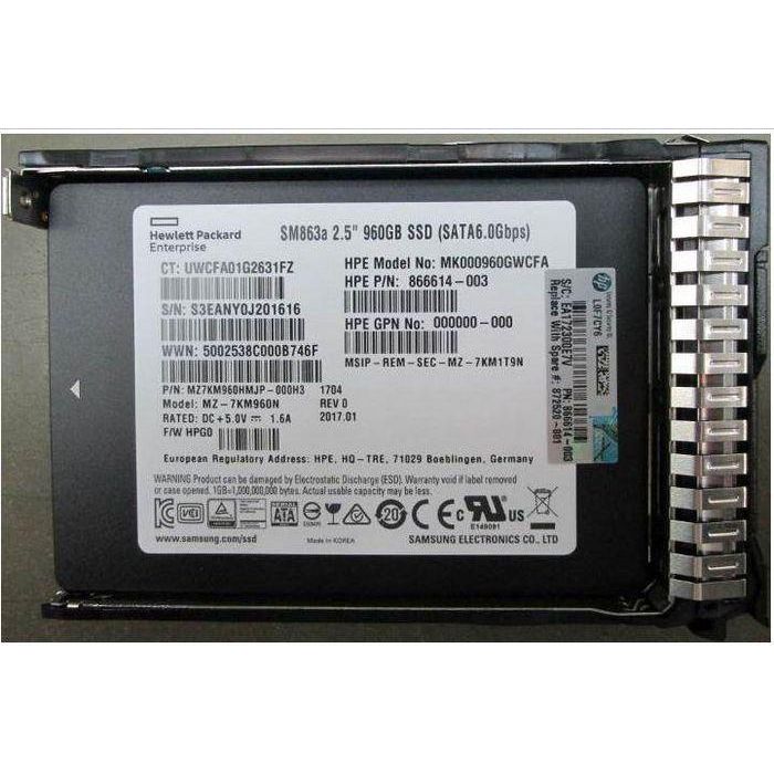 Hewlett Packard Enterprise 960GB, 2.5", SATA III, SFF, MU-3, SC 1