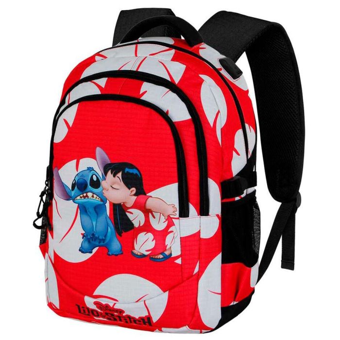 Disney Lilo y Stitch Mochila Running PLUS Gran Capacidad con Puerto USB, Rojo 1