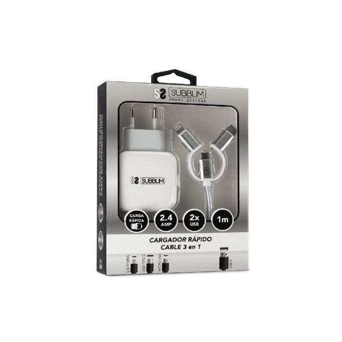 Cargador de Pared Subblim SUB-CHG-1ZWC01 12 W Cargador de Pared Subblim SUB-CHG-1ZWC01 12 W