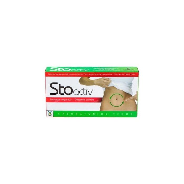 TEGOR Stoactiv (Estomadol) 40 Cáp. - Complemento para el Bienestar Digestivo y Acidez con Carbón y Aloe Vera