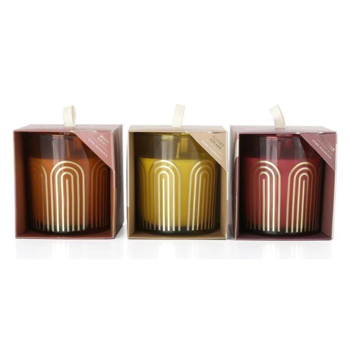 DKD Home Decor Vela Urban 270g, 55h Duración, Amarillo Burdeos, 9 x 10 x 9 cm (Pack 6 Unidades)