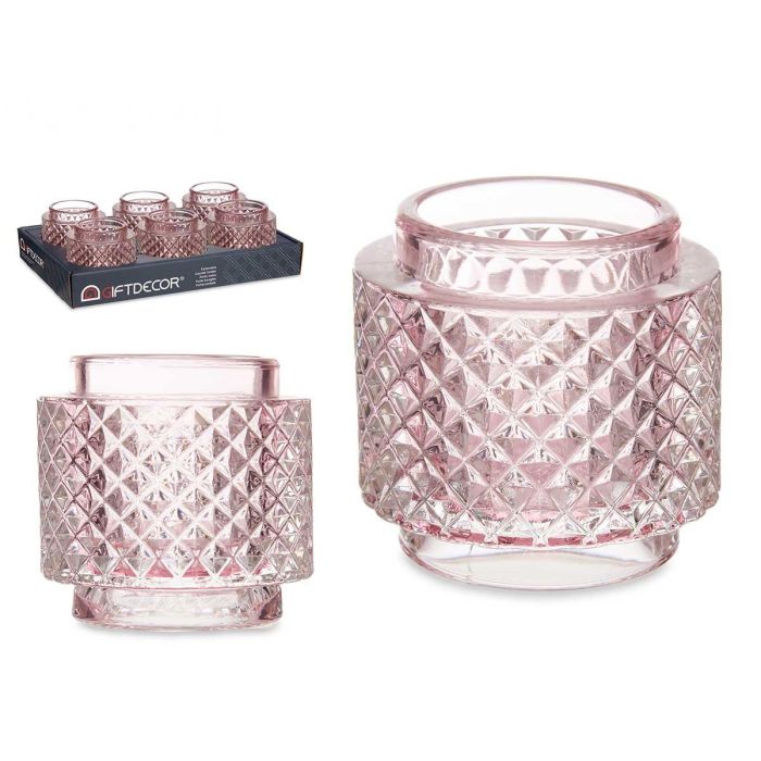 Soporte Vela Doble Grande Rosa Giftdecor 9x8.8x9 cm - Vidrio (12 Unidades) Soporte Vela Doble Grande Rosa Giftdecor 9x8.8x9 cm - Vidrio (12 Unidades)