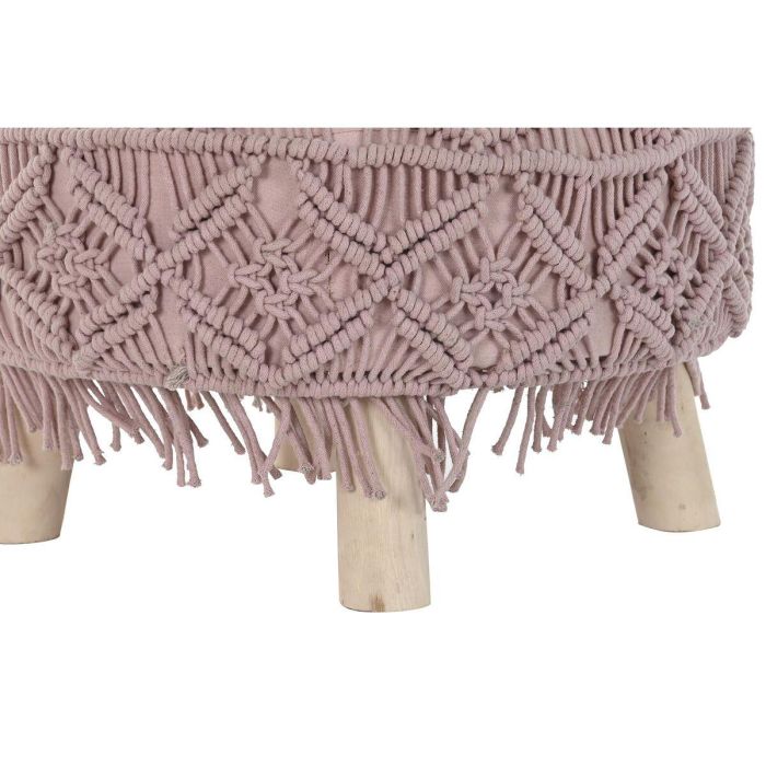 Reposapiés DKD Home Decor Natural Rosa claro Madera Boho Macramé 53 x 53 x 31 cm 1 Reposapiés DKD Home Decor Natural Rosa claro Madera Boho Macramé 53 x 53 x 31 cm 1