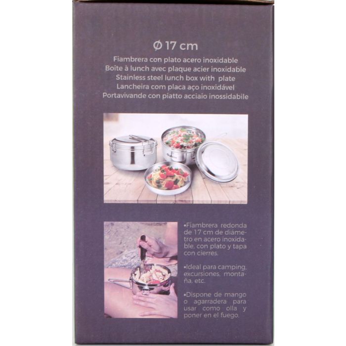 Quttin Fiambrera C/Plato Acero 17 cm (12 Unidades)