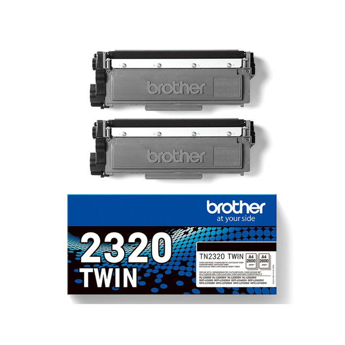 BROTHER pack de 2 cartuchos deToner negro de larga duracion tn2320twin/TN2320TWIN 2