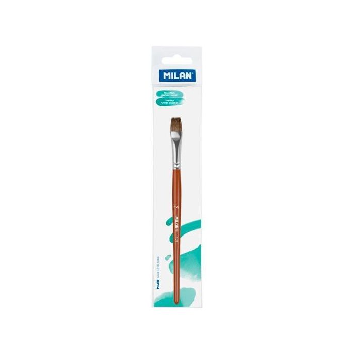 Milan Pincel Escolar Plano Serie 121 Nº 14 En Bolsita C-Colgador Marrón Milan Pincel Escolar Plano Serie 121 Nº 14 En Bolsita C-Colgador Marrón