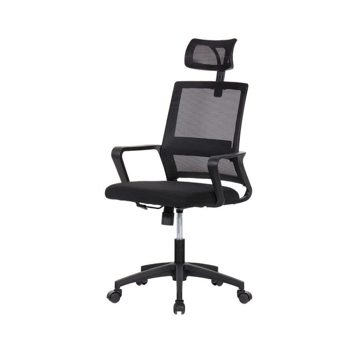 Silla de oficina ergonómica negra con respaldo en malla de nylon edm 3