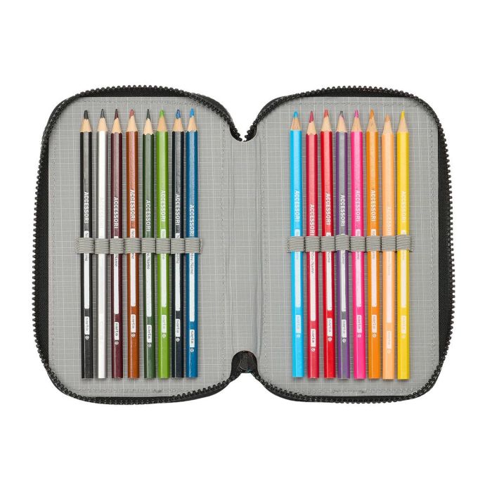 Plumier Triple Teenage Mutant Ninja Turtles Negro Gris 12,5 x 19,5 x 5,5 cm 36 Piezas 2