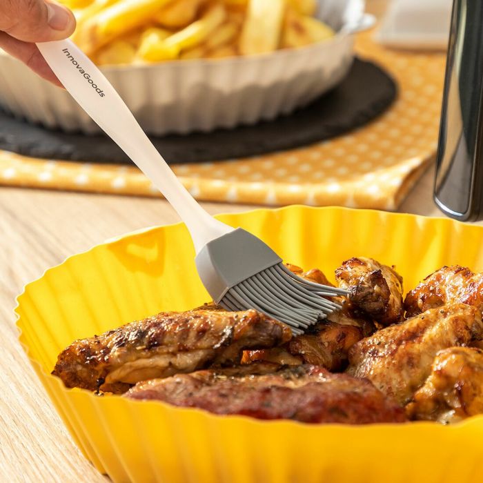 Pack Cestas de Silicona con Pincel para Freidoras de Aire y Freidora de Aire con Grill, Accesorios y Recetario InnovaGoods 18 Pack Cestas de Silicona con Pincel para Freidoras de Aire y Freidora de Aire con Grill, Accesorios y Recetario InnovaGoods 18