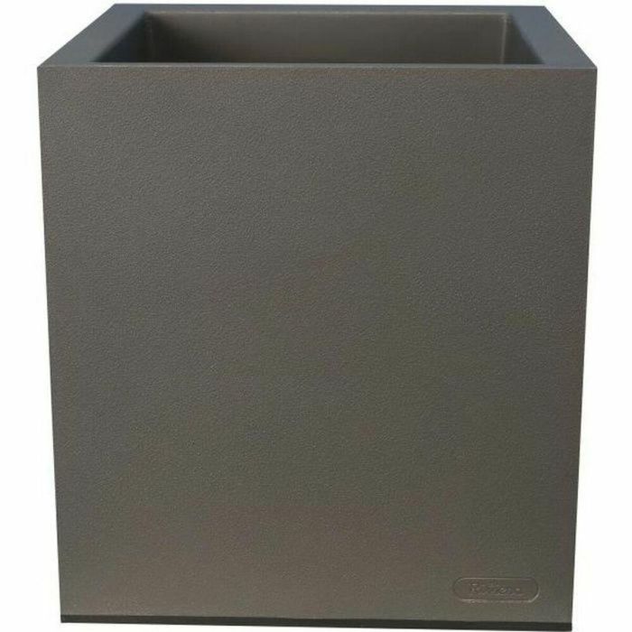Riviera Contenedor Granito Doble Pared con Sistema Retención Agua Cuadrado 40x40 cm Gris 100% Reciclable, Fabricación Francesa