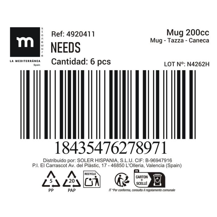 Mug Needs 200 cc - Inde (36 Unidades) 2 Mug Needs 200 cc - Inde (36 Unidades) 2