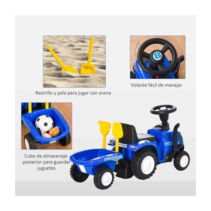 New Holland Tractor Correpasillos Infantil Azul con Luces y Sonidos para Niños de 1 a 3 Años, Medidas 91x44x29 cm 3