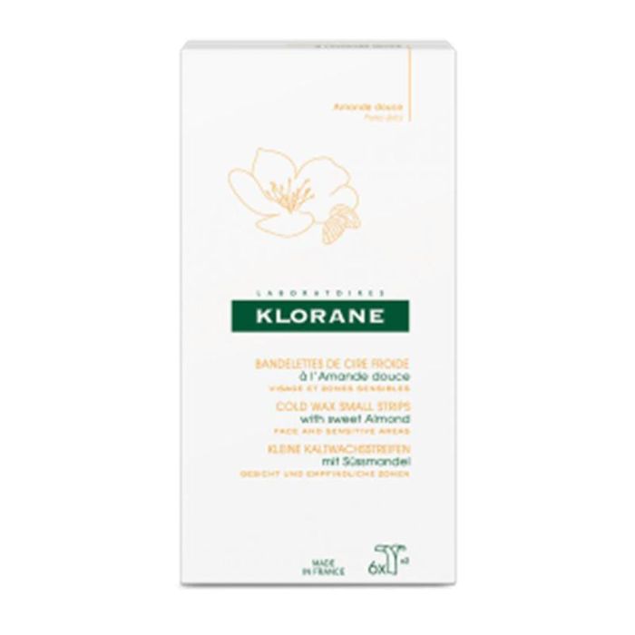 Klorane Banditas de Cera Fría Depilatoria Zonas Sensibles con Aceite de Almendras Dulces, Tiras Pequeñas para Todo Tipo de Pieles, 6 unidades