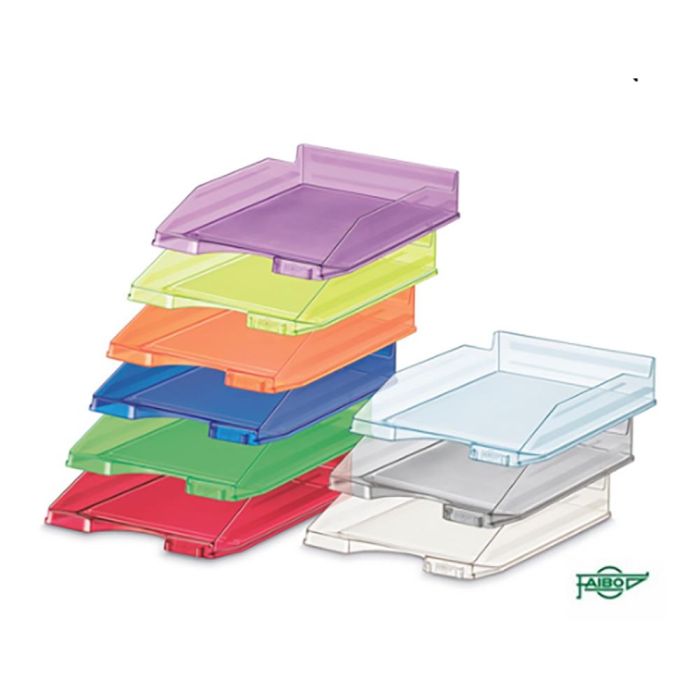 Faibo Bandeja sobremesa Faibo 93 cristal apilable 350x250x65mm poliestireno transparente 1