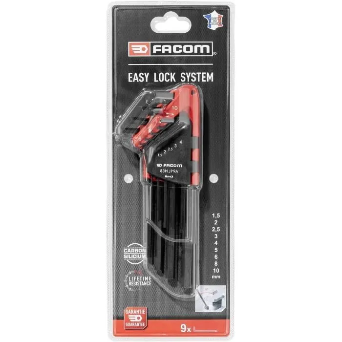 Facom Set de 9 llaves macho largas (1.5-10 mm) con soporte 1