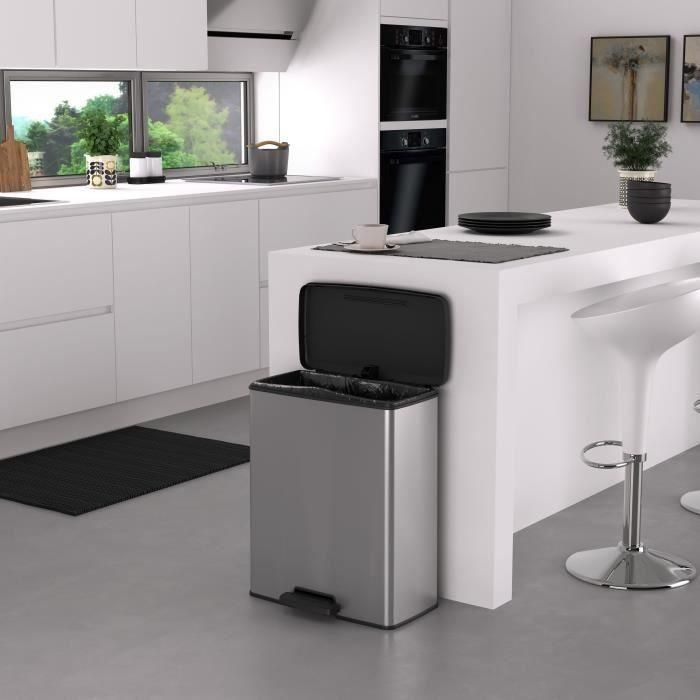 Curver CUR3253924839967 Cubo de Basura Rectangular Deco Bin 65L, Gris Metalizado, 49x29x61 cm 3