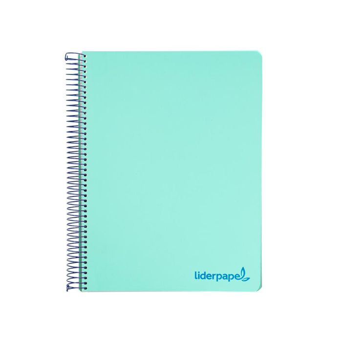 Cuaderno Espiral Liderpapel A4 Micro Wonder Tapa Plastico 120H 90 gr Cuadro 5 mm 5 Banda4 Taladro Color Verde Turquesa 1