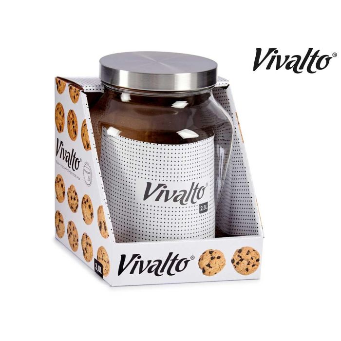 Bote Vidrio Con Tapa Metal Vivalto 16X22CM (8 Unidades) 2 Bote Vidrio Con Tapa Metal Vivalto 16X22CM (8 Unidades) 2