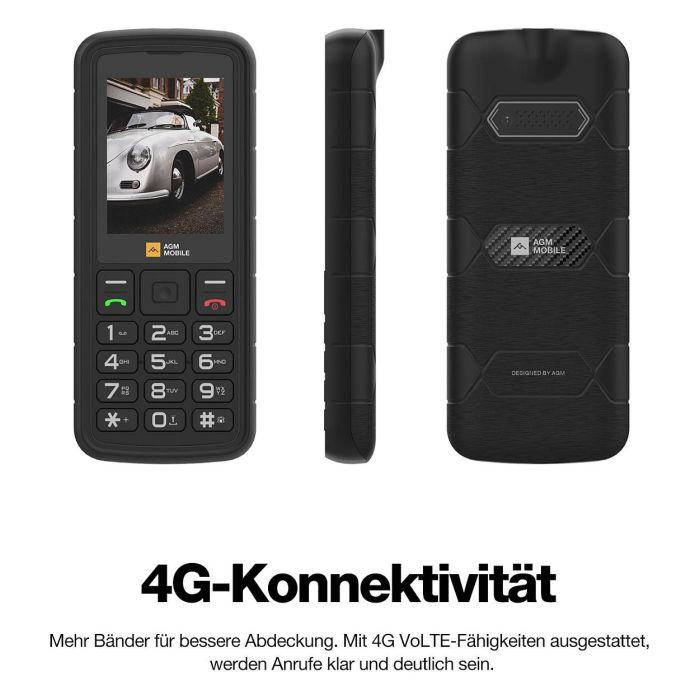 AGM M9 - Teléfono móvil rugged barra 4G LTE dual SIM, pantalla 2.4", resistencia IP68 IP69K MIL-STD-810H, 128 GB, batería 1000 mAh, negro 1