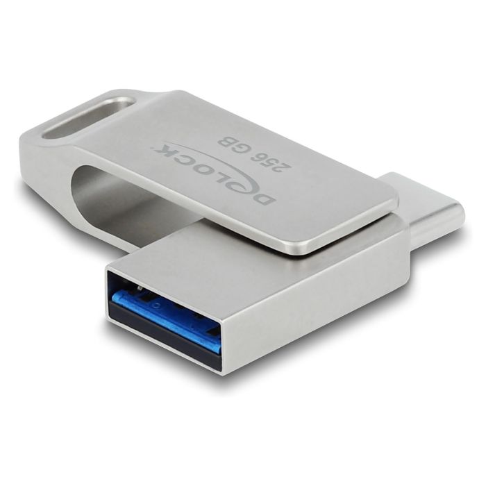 DeLOCK Lápiz de Memoria USB 256GB USB-C + USB-A USB 3.2 Gen 1 (5 Gbps), Carcasa de Metal Giratoria, 116 MB/s Lectura 0 DeLOCK Lápiz de Memoria USB 256GB USB-C + USB-A USB 3.2 Gen 1 (5 Gbps), Carcasa de Metal Giratoria, 116 MB/s Lectura 0