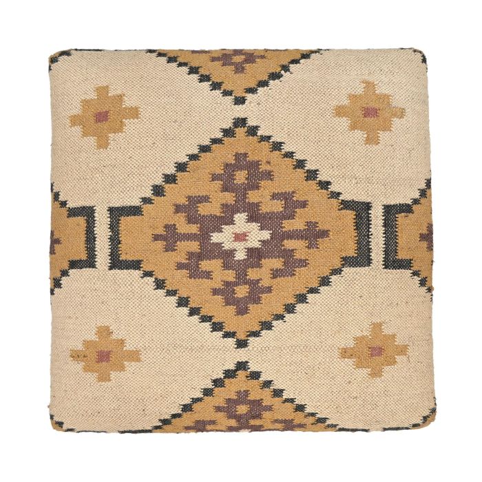 DKD Home Decor Reposapiés Mostaza Beige Kilim - Lana y Algodón, 80 x 80 x 44 cm 3