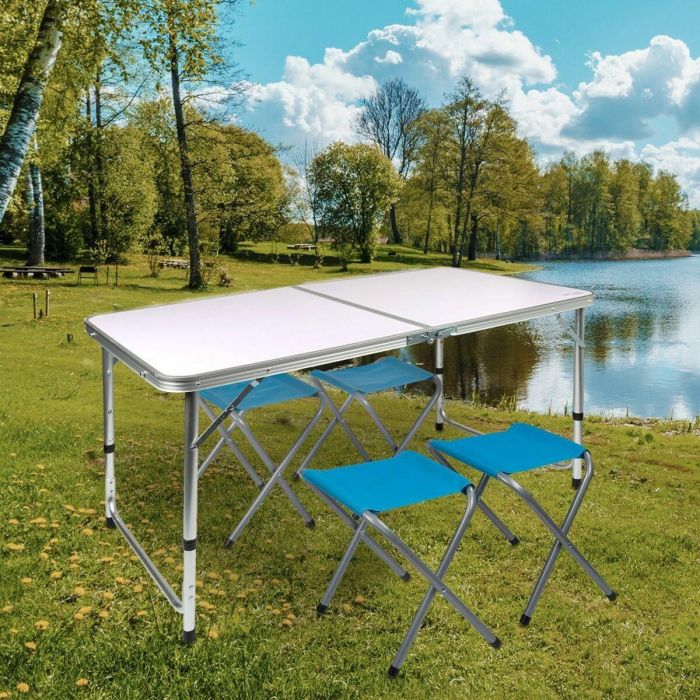 Mesa camping con 4 taburetes 120x60x70cm 1 Mesa camping con 4 taburetes 120x60x70cm 1