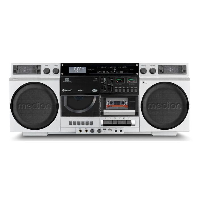 Medion AAAPE16790 Radio Vintage FM/DAB+ con CD, Cassette, USB, MP3 - 2 x 10 W RMS - Plateado 8