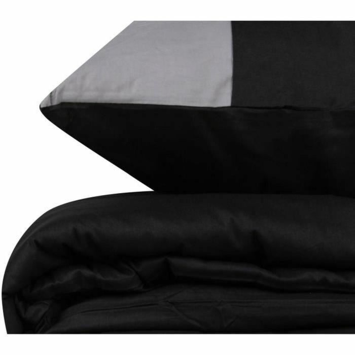 ASI8682870018990 Juego de Cama de Algodón 100% Negro: Funda Nórdica 220x240 cm y 2 Fundas de Almohada 60x60 cm 2 ASI8682870018990 Juego de Cama de Algodón 100% Negro: Funda Nórdica 220x240 cm y 2 Fundas de Almohada 60x60 cm 2