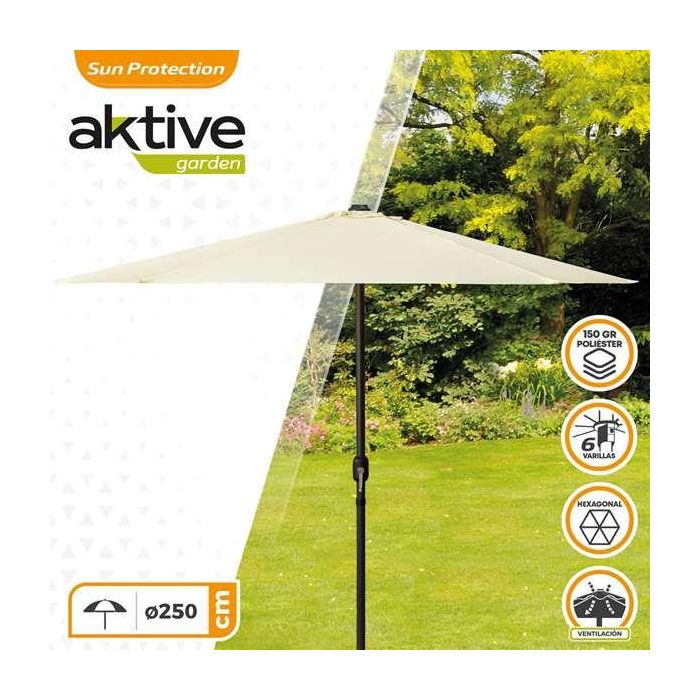 Parasol terraza 250 cm con chimenea y mástil de aluminio 3,4 cm color crema 1 Parasol terraza 250 cm con chimenea y mástil de aluminio 3,4 cm color crema 1