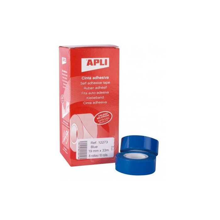 Cinta Adhesiva Apli Azul Rollo 33X19 8 unidades