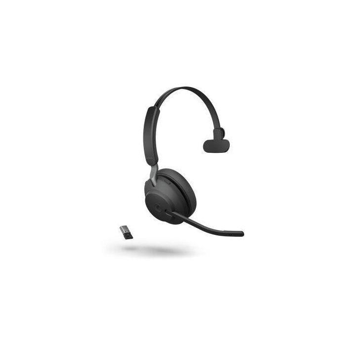 Jabra Evolve2 65 Mono MS con Link 380a, Auricular Profesional Inalámbrico Bluetooth, Negro