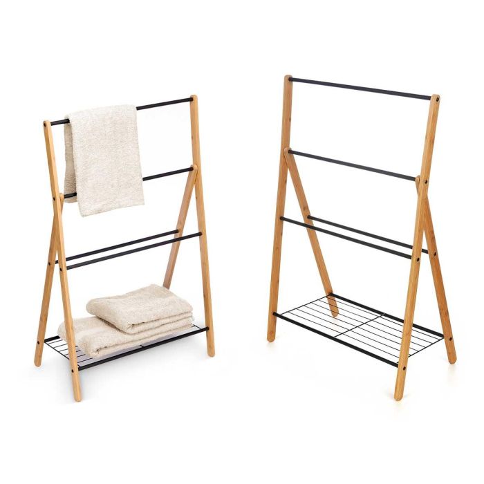 Toallero de Bambú Negro Kipit 60x90x37 cm - Resistente y Elegante (4 Unidades) Toallero de Bambú Negro Kipit 60x90x37 cm - Resistente y Elegante (4 Unidades)