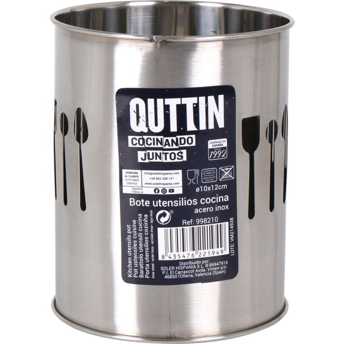 Bote de utensilios de acero inoxidable Quttin 10x12 cm (12 Unidades) 1 Bote de utensilios de acero inoxidable Quttin 10x12 cm (12 Unidades) 1