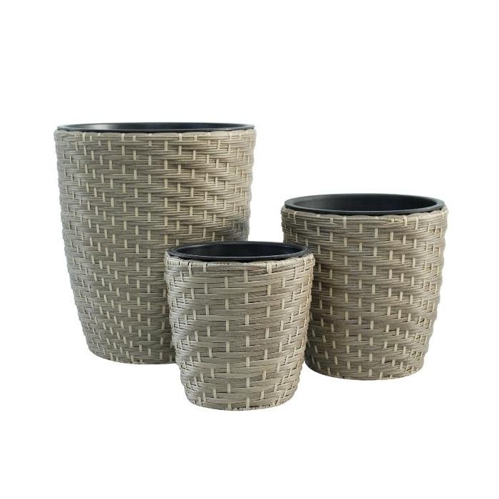 Macetero Terraza Y Jardin DKD Home Decor Natural 40 x 45 x 40 cm Set de 3