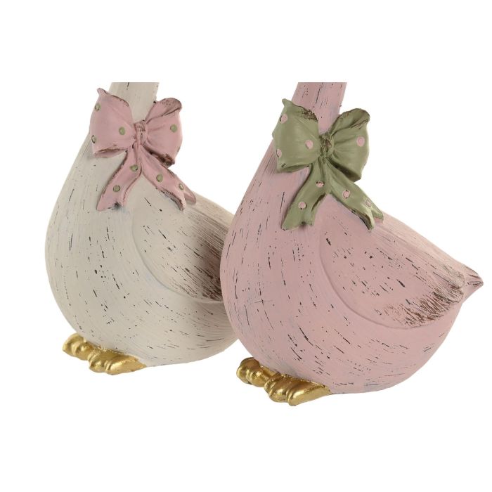 Figura Cottage DKD Home Decor Rosa Blanco 9 x 21.5 x 12.5 cm (4 Unidades) 2 Figura Cottage DKD Home Decor Rosa Blanco 9 x 21.5 x 12.5 cm (4 Unidades) 2