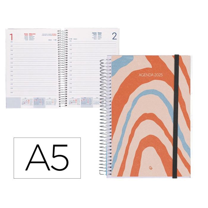 Agenda Espiral Liderpapel Tinos A5 2025 Personalizable Dia Pagina Papel 70 gr